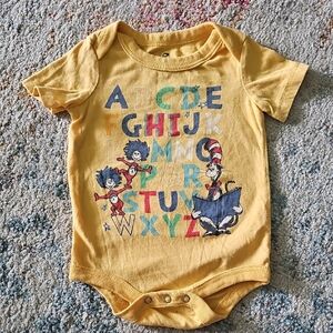 Nwot Dr. Seuss Yellow Alphabet Bodysuit